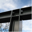 A bolted beam-column-beam connection without haunches.